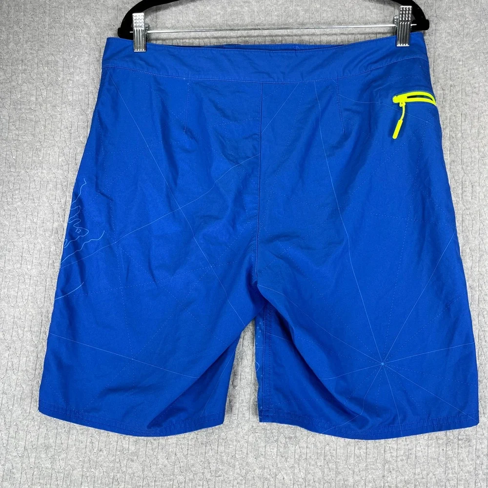 Vineyard Vines Board Shorts Men 32 Blue Nautical Map Print Swim Trunks Neon Trim